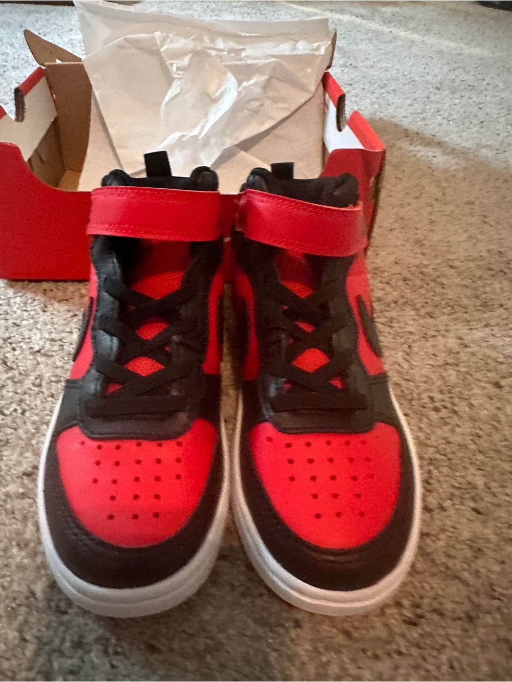 Nike Court Borough Mid 2 (PSV) University Red/Black Toddler Shoes Size 11C NIB - Picture 3 of 7